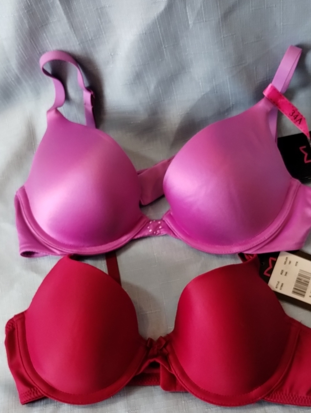 2 Maidenform Underwire Bras In Size 34A - Pink Push-up Bra & Red T-Shirt Bra NWT